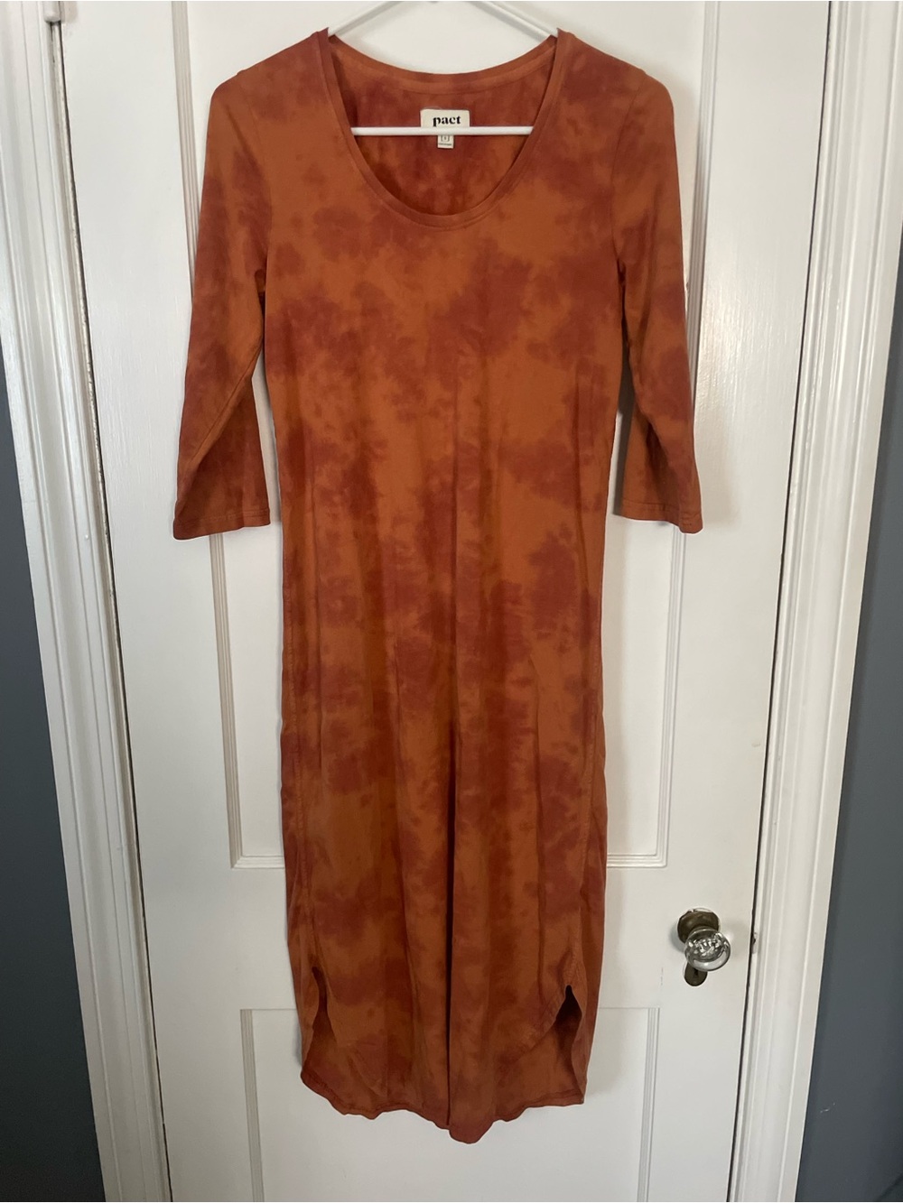 Pact Far Out Tie Dye Scoop Neck Midi Dress Size S